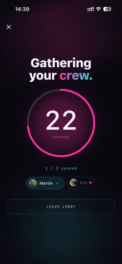 mnite group lobby — gathering your crew